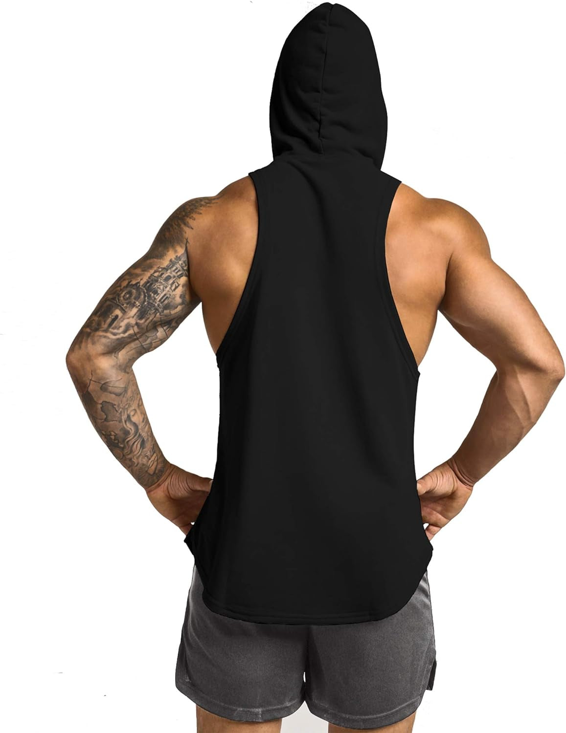 Men'S 2 Pack Workout Hooded Tank Top Cut off Bodybuilding Muscle Shirt