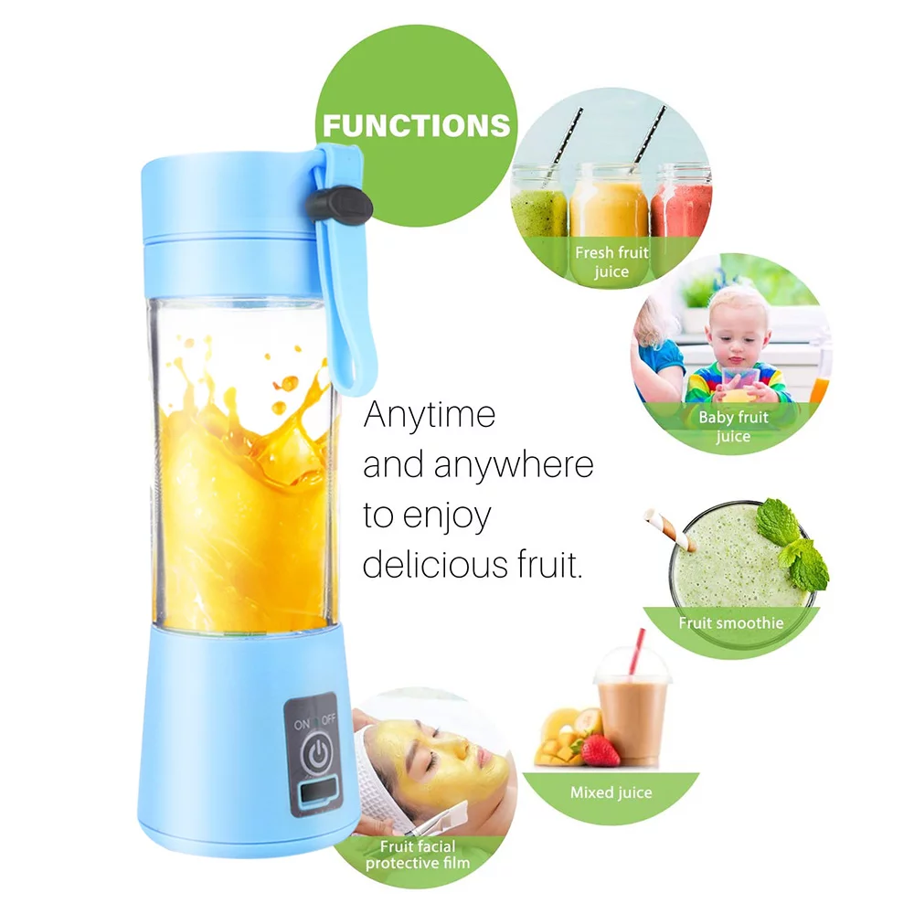380Ml Electric Juicer Bottle, Fruit Vegetable Blender