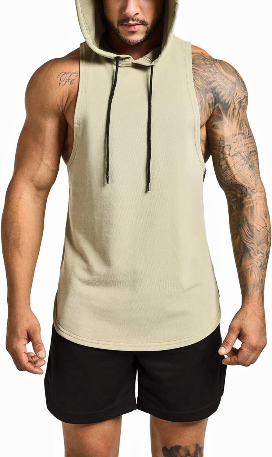 Men'S 2 Pack Workout Hooded Tank Top Cut off Bodybuilding Muscle Shirt
