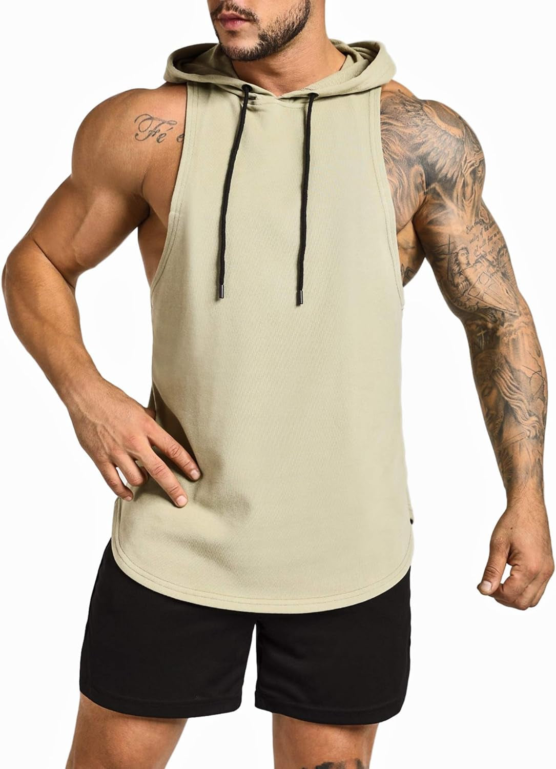 Men'S 2 Pack Workout Hooded Tank Top Cut off Bodybuilding Muscle Shirt