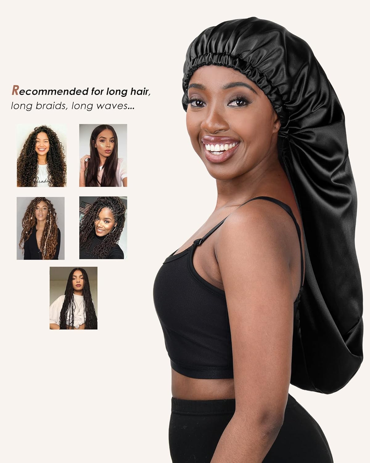 Long Bonnet Braid Bonnets for Sleeping 